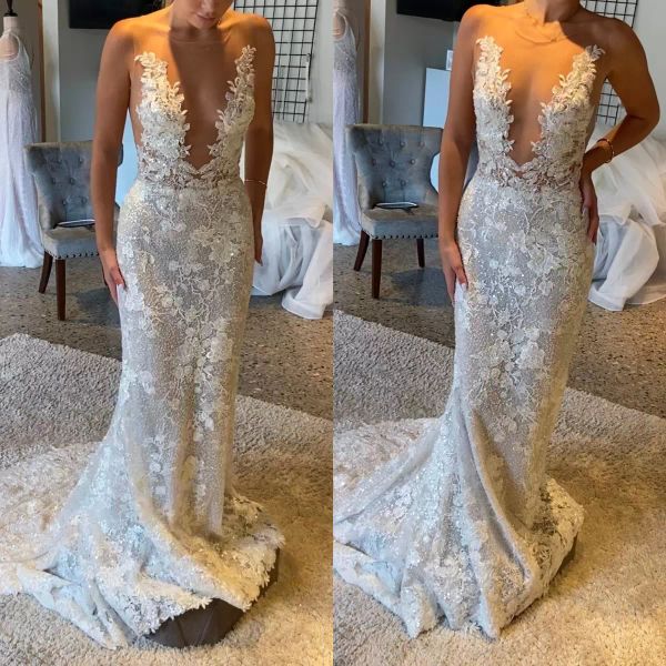 gorgeous 3d floral lace applique wedding dresses bridal gown mermaid crystals beaded scoop neck sweep train custom made plus size vestidos d, White
gorgeous 3d floral lace applique wedding dresses bridal gown mermaid crystals beaded scoop neck sweep train custom made plus size vestidos d, White