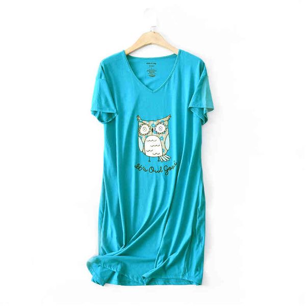 casual cartoon nightgowns women short sleeve night summer sweet knit 60% sleepwear dress pyjamas plus size, Black;red