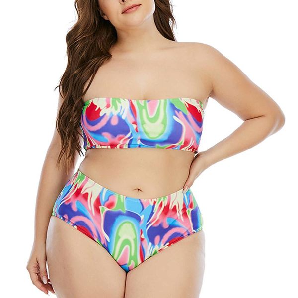women's swimwear fashion comfortable colorful printed split large size 2021 women plus bikini sets two piece swim, White;black
women's swimwear fashion comfortable colorful printed split large size 2021 women plus bikini sets two piece swim, White;black