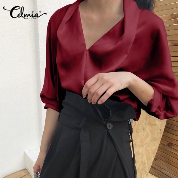 blouses celmia women's v neck satin blouse fashion female elegant ol long sleeve shirts casualsolid sweet blusas femininas 5xl, White
blouses celmia women's v neck satin blouse fashion female elegant ol long sleeve shirts casualsolid sweet blusas femininas 5xl, White