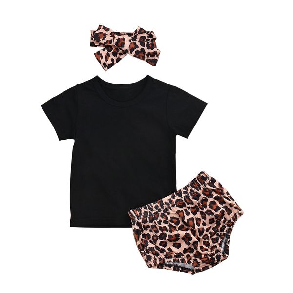 0-24m newborn infant baby girls boys clothes sets 3pcs short sleeve black t shirts leopard shorts headband, White
0-24m newborn infant baby girls boys clothes sets 3pcs short sleeve black t shirts leopard shorts headband, White
