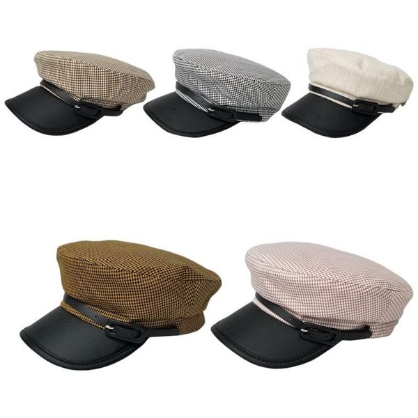berets korean women girls vintage houndstooth print beret flat faux leather visor patchwork sboy military peaked navy hat, Blue;gray
berets korean women girls vintage houndstooth print beret flat faux leather visor patchwork sboy military peaked navy hat, Blue;gray