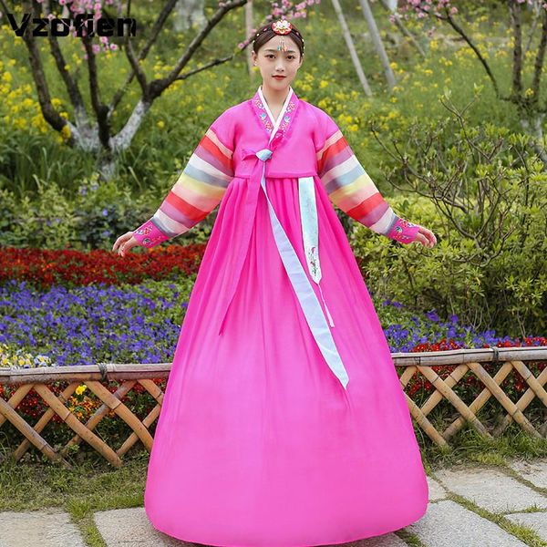 traditional korean clothes elegant court national hanbok long sleeve princess dresses embroidery party stage dance ethnic clothing, Red
traditional korean clothes elegant court national hanbok long sleeve princess dresses embroidery party stage dance ethnic clothing, Red