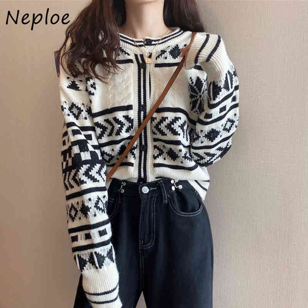 neploe french style vintage o-neck women coat autumn winter single breasted cardigan geometric pattern knitted sweaters 210423, White
neploe french style vintage o-neck women coat autumn winter single breasted cardigan geometric pattern knitted sweaters 210423, White