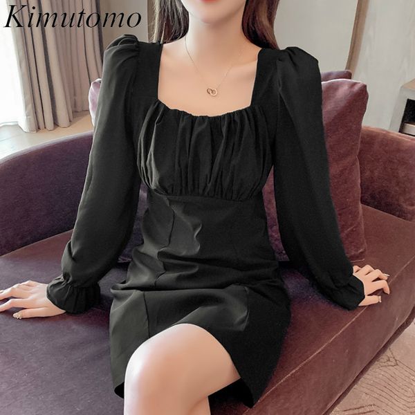 kimutomo vintage elegant dress women french style fashion female square collar slim waist long sleeve vestido feminino 210521, Black;gray
kimutomo vintage elegant dress women french style fashion female square collar slim waist long sleeve vestido feminino 210521, Black;gray