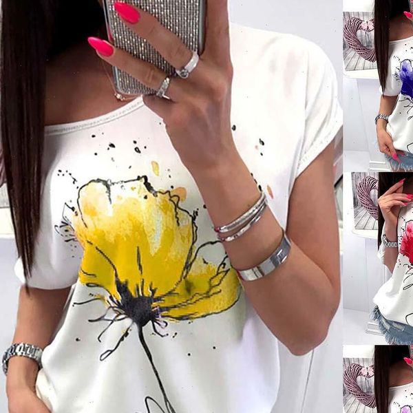 summer womens t shirts casual women flower print one shoulder loose short sleeve shirt drop good quality, White
summer womens t shirts casual women flower print one shoulder loose short sleeve shirt drop good quality, White
