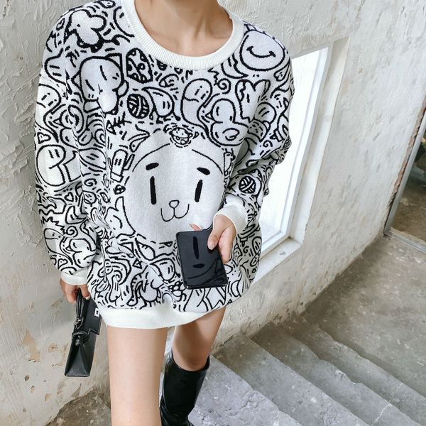 tees moda kint female nightgown korean style casual streetwear of printed cartoons long sleeve jumper sweater dyca, White
tees moda kint female nightgown korean style casual streetwear of printed cartoons long sleeve jumper sweater dyca, White