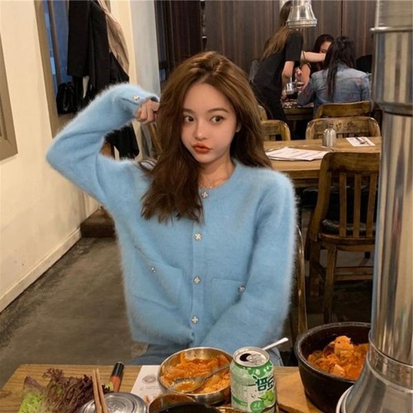 women's knits & tees elegant cashmere cropped cardigan knitted sweater coat women kawaii ladies streetwear button up solid kardigany da, White
women's knits & tees elegant cashmere cropped cardigan knitted sweater coat women kawaii ladies streetwear button up solid kardigany da, White