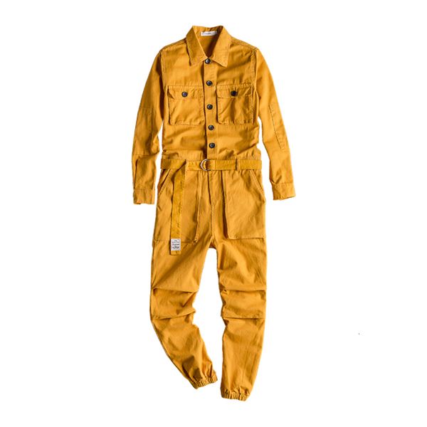 pantmen's lapel long sleeve multi-pocket ankle length foot jumpsuit fashionable black yellow overalls
pantmen's lapel long sleeve multi-pocket ankle length foot jumpsuit fashionable black yellow overalls