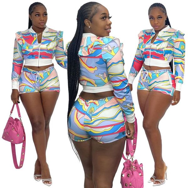 women's tracksuits crop jacket + biker shorts 2 piece set women fitness active joggers outfits flowers print zip up streetwear vintage, Gray
women's tracksuits crop jacket + biker shorts 2 piece set women fitness active joggers outfits flowers print zip up streetwear vintage, Gray