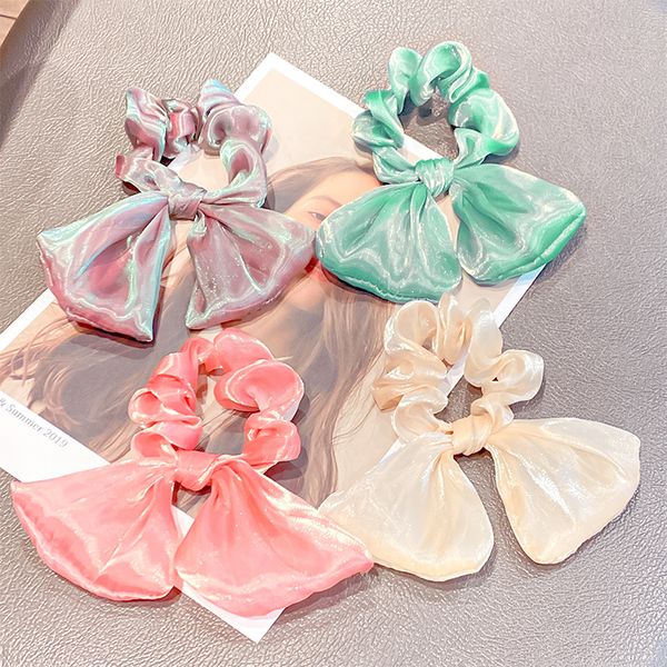 women elegant solid bright silk chiffon rabbit ears bow scrunchie hair tie rubber bands headband hair accessories, Slivery;white
women elegant solid bright silk chiffon rabbit ears bow scrunchie hair tie rubber bands headband hair accessories, Slivery;white