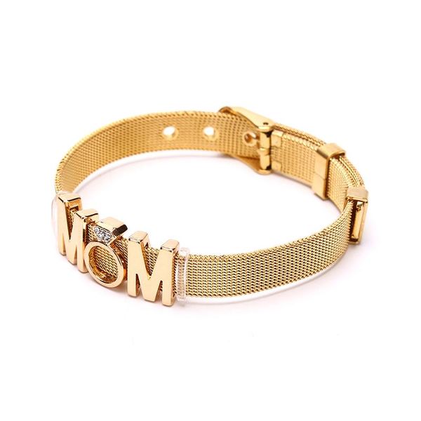 charm bracelets crystal mom charms fashion ladies stainless steel mesh adjustable bracelet for mother's day gifts, Golden;silver
charm bracelets crystal mom charms fashion ladies stainless steel mesh adjustable bracelet for mother's day gifts, Golden;silver