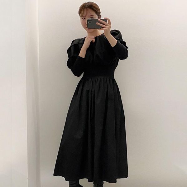casual dresses long puff sleeve dress spring black a-line french style fashion elegant pleated midi, Black;gray
casual dresses long puff sleeve dress spring black a-line french style fashion elegant pleated midi, Black;gray