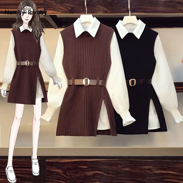 women's two piece pants 2021 autumn winter shirt vest set lantern sleeve lapel knitted sets gd599, White
women's two piece pants 2021 autumn winter shirt vest set lantern sleeve lapel knitted sets gd599, White