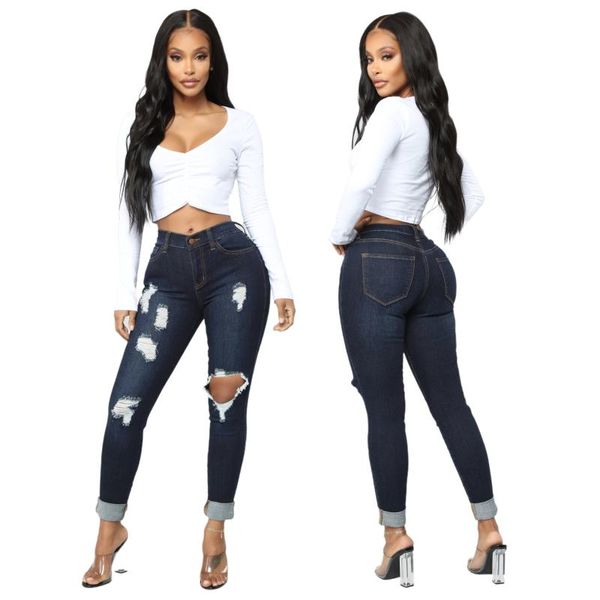 women's jeans european and american fashion washed ripped holes all-match stretch high-waisted mother's feet pants, Blue
women's jeans european and american fashion washed ripped holes all-match stretch high-waisted mother's feet pants, Blue