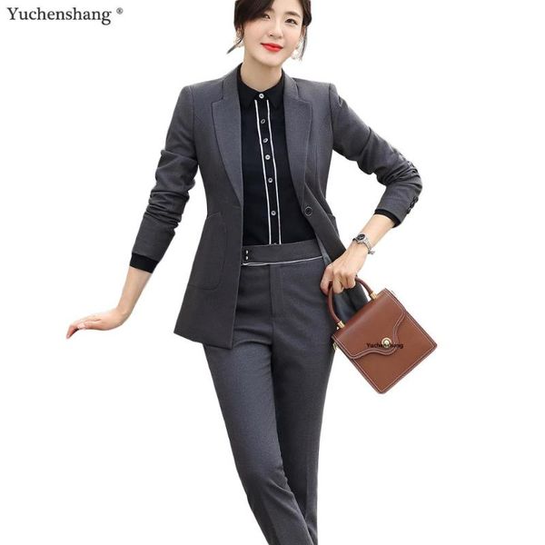 women pant suit with special pockets fashion blazer jacket and 2021 autumn winter gray 2 piece set for office lady women's two pants, White
women pant suit with special pockets fashion blazer jacket and 2021 autumn winter gray 2 piece set for office lady women's two pants, White