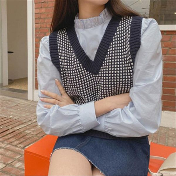 women's vests 2021 arrival plaid women vest sweater v-neck sleeveless female sweaters fashion chic outfit, Black;white
women's vests 2021 arrival plaid women vest sweater v-neck sleeveless female sweaters fashion chic outfit, Black;white