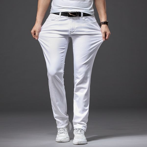 autumn new men's stretch white jeans classic style slim fit soft trousers male brand business casual pants 210320, Blue
autumn new men's stretch white jeans classic style slim fit soft trousers male brand business casual pants 210320, Blue