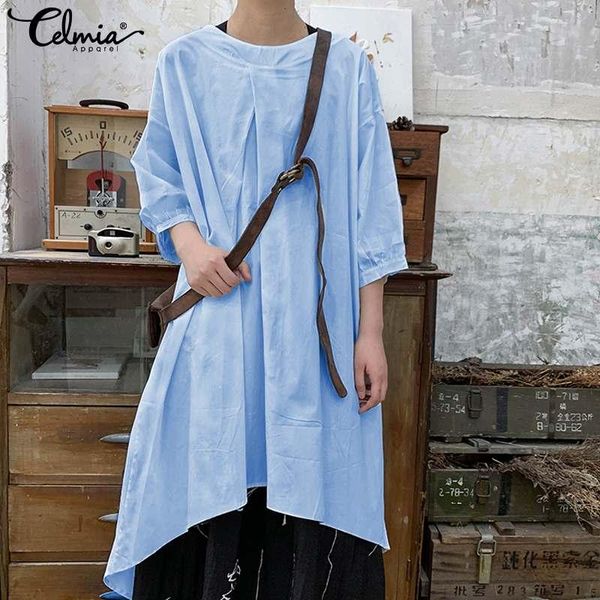 women's blouses & shirts celmia women asymmetrical long blouse 2021 fashion summer casual 3/4 sleeve solid color tunic work blusas fem, White
women's blouses & shirts celmia women asymmetrical long blouse 2021 fashion summer casual 3/4 sleeve solid color tunic work blusas fem, White