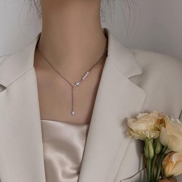star choker necklace pearl pendant clavicle chain sweater women party jewelry wholesale necklaces, Silver
star choker necklace pearl pendant clavicle chain sweater women party jewelry wholesale necklaces, Silver