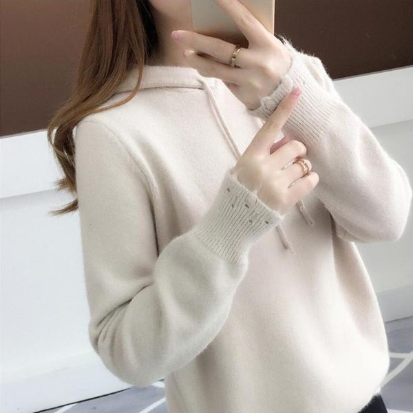 women's sweaters women hooded knitted sweater long sleeve stretchy solid pullovers female casual chic, White;black
women's sweaters women hooded knitted sweater long sleeve stretchy solid pullovers female casual chic, White;black