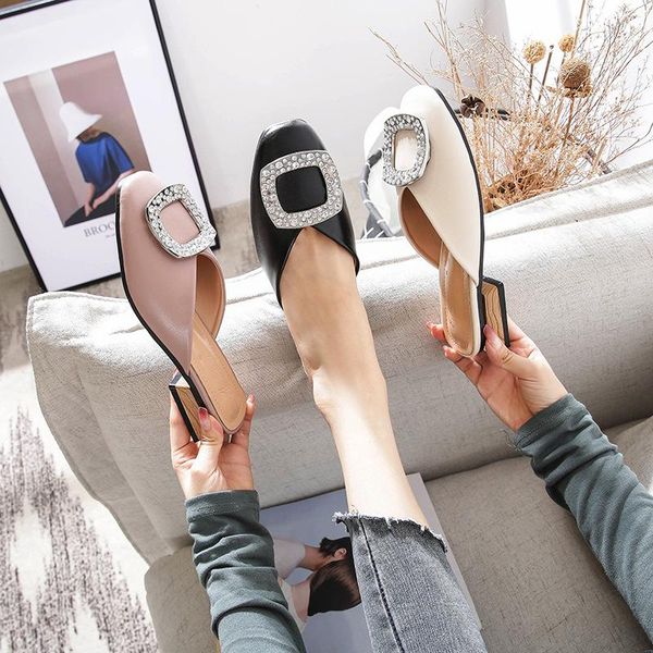slippers luxury crystal decoration women square buckle closed toe slides shoes woman wood chunky heel pantoufle big size 41-43, Black
slippers luxury crystal decoration women square buckle closed toe slides shoes woman wood chunky heel pantoufle big size 41-43, Black