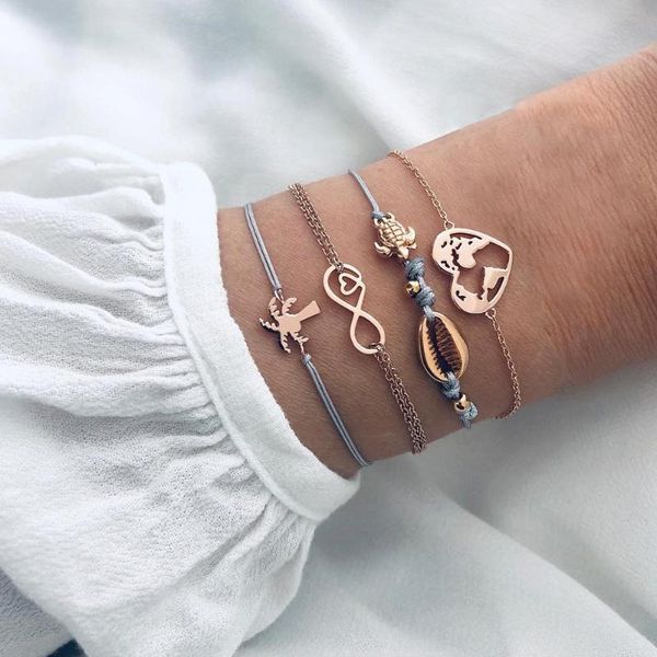 charm bracelets fashion accessories multi-layer weave rope chain shell heart tree tortoise 4 pieces set for women jewelry bangle gifts, Golden;silver
charm bracelets fashion accessories multi-layer weave rope chain shell heart tree tortoise 4 pieces set for women jewelry bangle gifts, Golden;silver