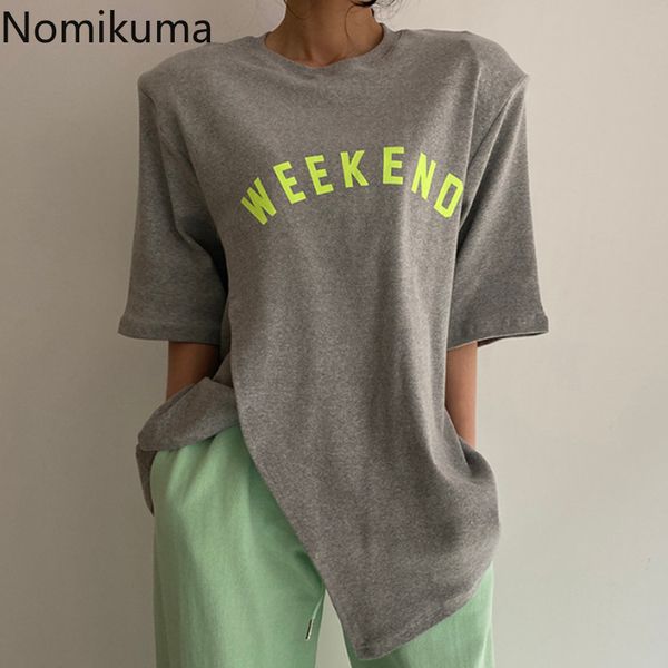 nomikuma letter printed t shirts graphic tees contrast color o neck short sleeve tshirt split design casual loose camisetas 210514, White
nomikuma letter printed t shirts graphic tees contrast color o neck short sleeve tshirt split design casual loose camisetas 210514, White