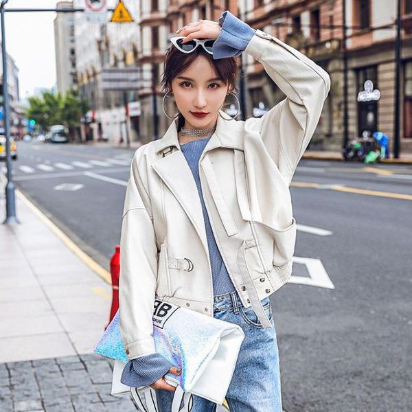 spring women's leather short jacket student korean loose clothes motorcycle jackets, Black;brown
spring women's leather short jacket student korean loose clothes motorcycle jackets, Black;brown