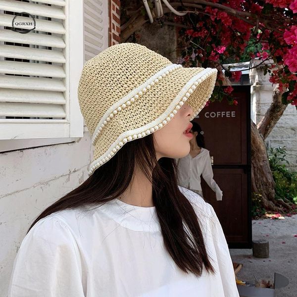 wide brim hats 2021 hat women's pearl woven straw summer breathable sunshade sunscreen beach holiday foldable fisherman thin section, Blue;gray
wide brim hats 2021 hat women's pearl woven straw summer breathable sunshade sunscreen beach holiday foldable fisherman thin section, Blue;gray