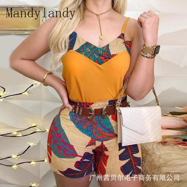women's tracksuits mandylandy women elegant print outfits ladies summer strap shirt + skinny drawstring waist shorts two piece set trac, Gray
women's tracksuits mandylandy women elegant print outfits ladies summer strap shirt + skinny drawstring waist shorts two piece set trac, Gray