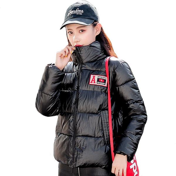 women's trench coats 2021 shining fabric women winter jacket stand collar black silver cotton padded female short coat warm parka, Tan;black
women's trench coats 2021 shining fabric women winter jacket stand collar black silver cotton padded female short coat warm parka, Tan;black
