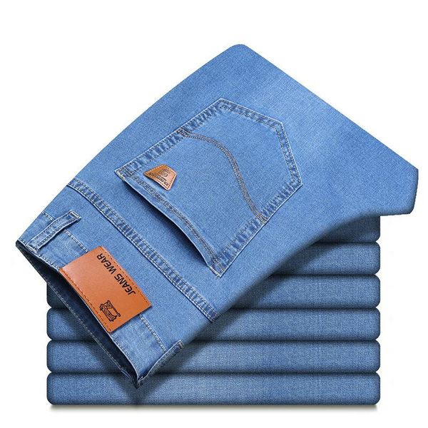 men's jeans tencel thin loose large size mid waist elasticity middle-aged straight business casual trousers father, Blue
men's jeans tencel thin loose large size mid waist elasticity middle-aged straight business casual trousers father, Blue