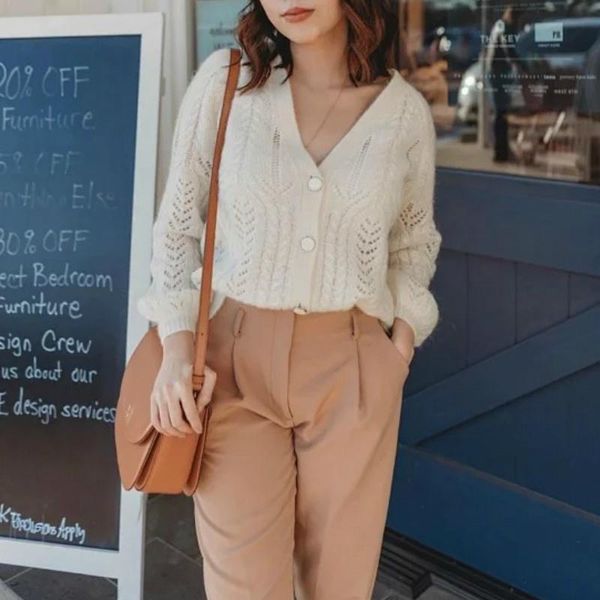 women's knits & tees france mohair wool women cardigans v-neck long sleeves fashion comfortable sweater hollow out knit high quality, White
women's knits & tees france mohair wool women cardigans v-neck long sleeves fashion comfortable sweater hollow out knit high quality, White