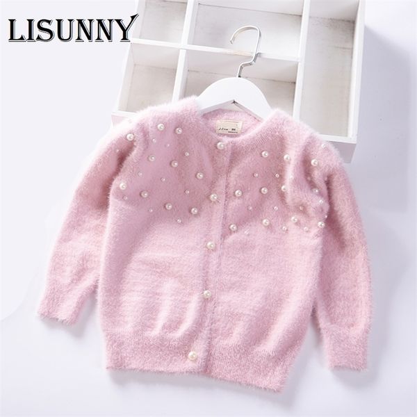 autumn winter pearl solid warm girls sweater baby princess mink velvet knit cardigan jacket kids clothes children clothing 211201, Blue 
autumn winter pearl solid warm girls sweater baby princess mink velvet knit cardigan jacket kids clothes children clothing 211201, Blue