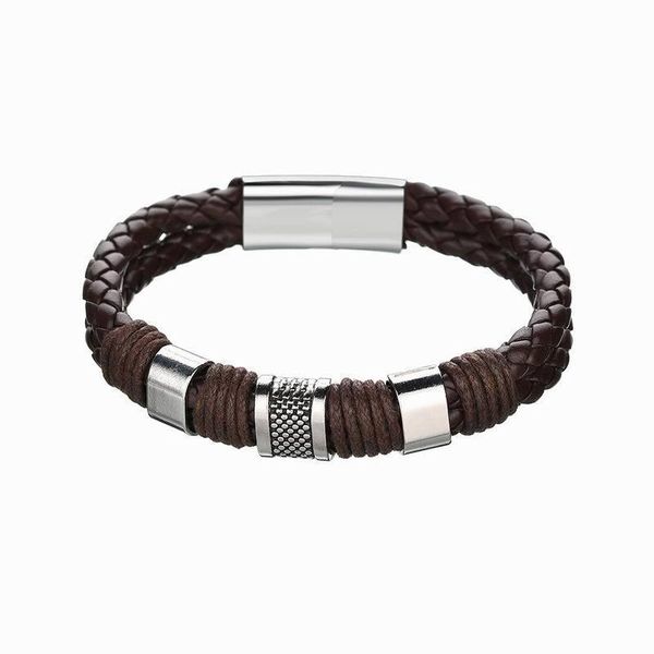 Charm Bracelets Black Leather Stainless Steel Bracelet Men Genuine Braided Wristband Vintage Punk Cuff Pulseras Hombre, Golden;silver
Charm Bracelets Black Leather Stainless Steel Bracelet Men Genuine Braided Wristband Vintage Punk Cuff Pulseras Hombre, Golden;silver