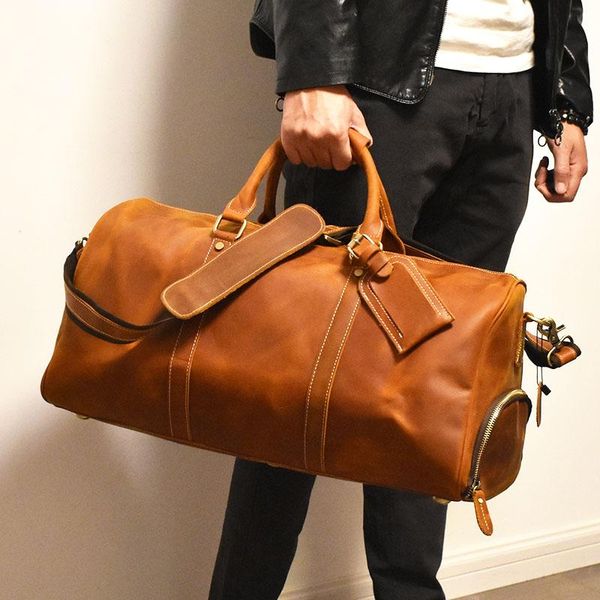 vintage brown natural crazy horse leather men's travel bags perfect quality genuine totes with shoe case duffel
vintage brown natural crazy horse leather men's travel bags perfect quality genuine totes with shoe case duffel