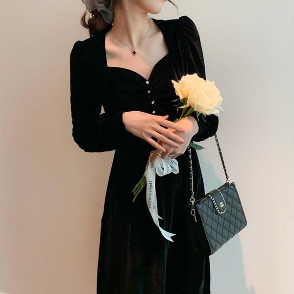 casual dresses cgc 2021 french vintage autumn dress woman velvet solid slim long sleeve elegant midi female chic v-neck party, Black;gray
casual dresses cgc 2021 french vintage autumn dress woman velvet solid slim long sleeve elegant midi female chic v-neck party, Black;gray