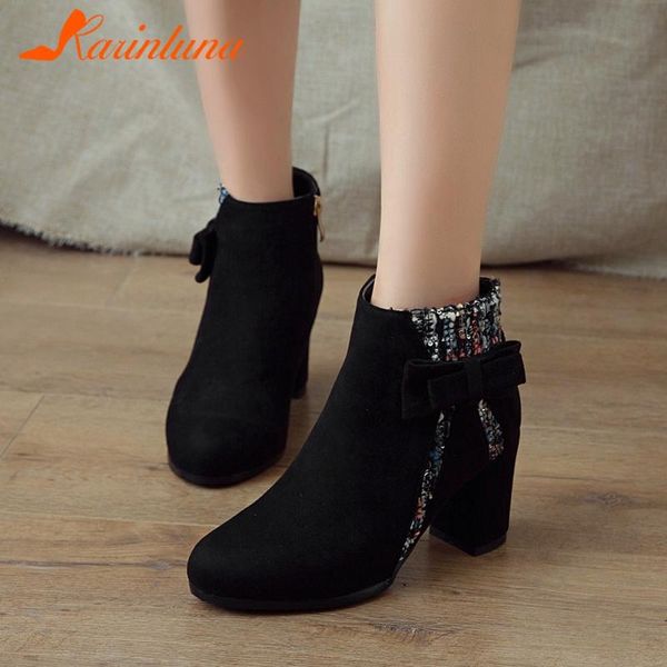 boots karin dropship fashion woman shoes elegant flock round toe mixed color butterfly-knot thick heels ankel, Black
boots karin dropship fashion woman shoes elegant flock round toe mixed color butterfly-knot thick heels ankel, Black