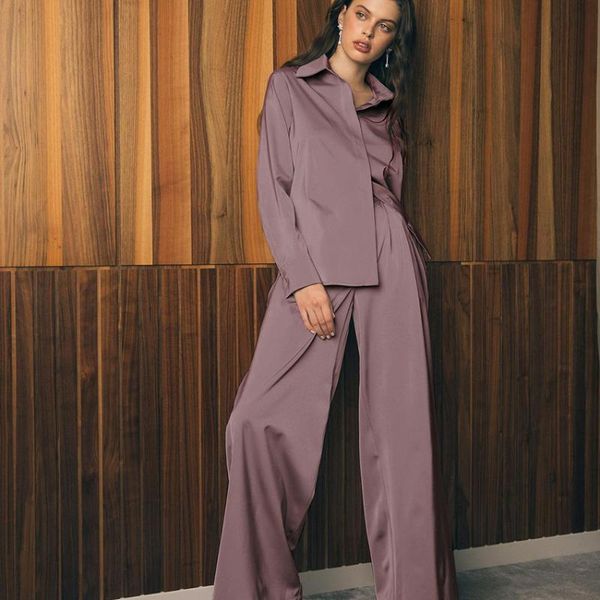 women's two piece pants fashion elegant set poplin office high waist long panta and slim turn down collar shirt 2 women suit rv940, White
women's two piece pants fashion elegant set poplin office high waist long panta and slim turn down collar shirt 2 women suit rv940, White