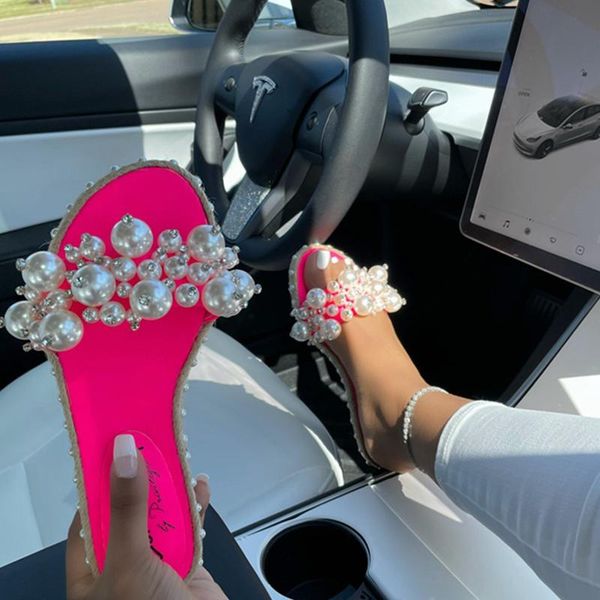 slippers summer candy color pearl sandals fashion open toe flat women's shoes outdoor leisure beach plus size, Black
slippers summer candy color pearl sandals fashion open toe flat women's shoes outdoor leisure beach plus size, Black