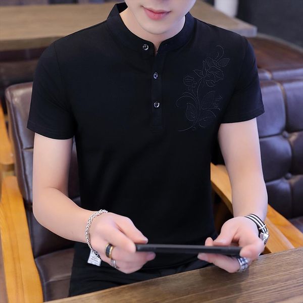 summer shirs embroidery vintage mens polos short sleeve shirt slim business casual turndown collar male clothing, White;black
summer shirs embroidery vintage mens polos short sleeve shirt slim business casual turndown collar male clothing, White;black