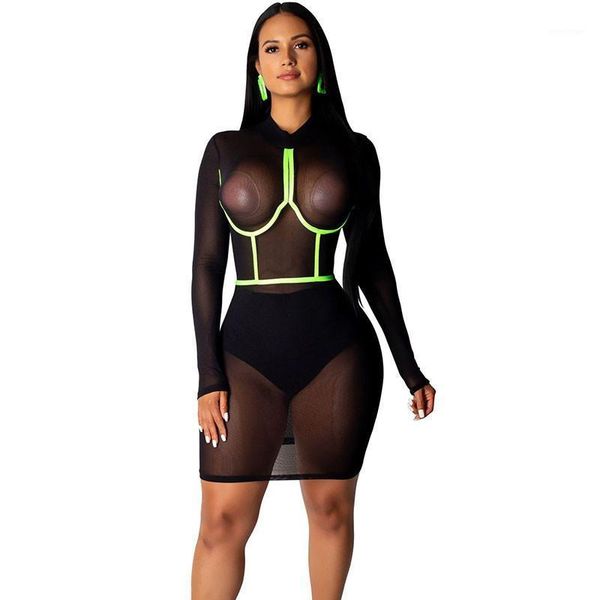 casual dresses women night party club dress mesh sheer neon color splice striped bodycon autumn long sleeve see though mini, Black;gray
casual dresses women night party club dress mesh sheer neon color splice striped bodycon autumn long sleeve see though mini, Black;gray