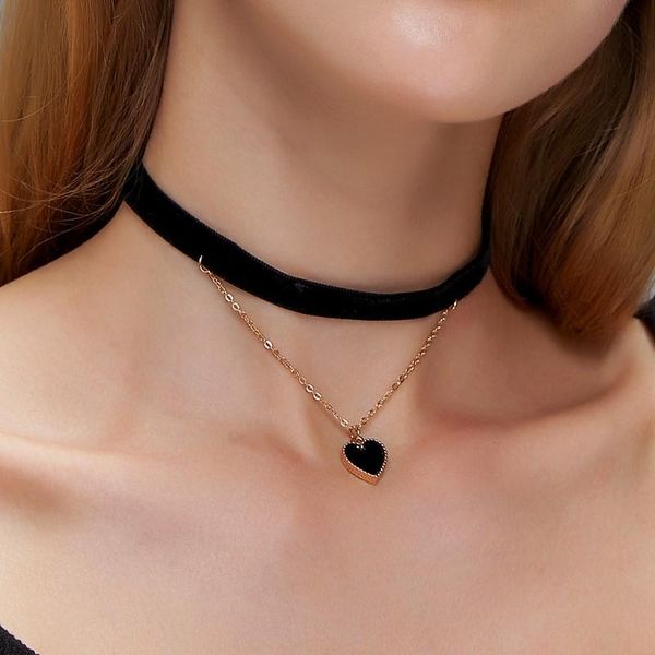 chokers korean flannel short necklace for women black two-layer love pendant clavicle chain choker fashion jewelry gift, Golden;silver
chokers korean flannel short necklace for women black two-layer love pendant clavicle chain choker fashion jewelry gift, Golden;silver