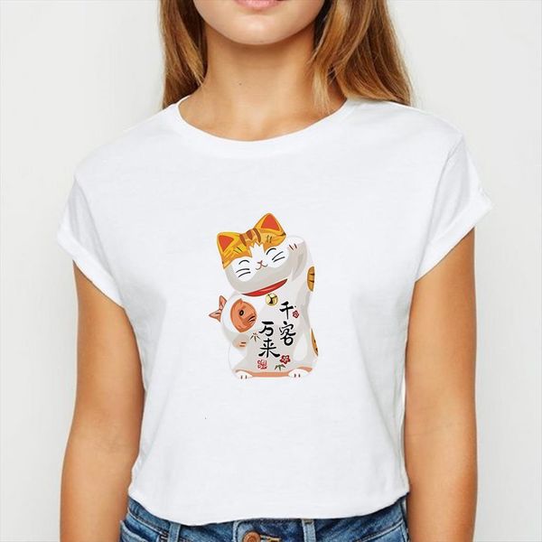 oversize plutus cat spring women t shirts summer vogue casual aesthetics graphic womens o neck, White