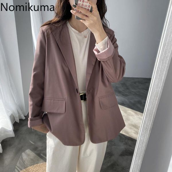 nomikuma arrival notched collar long sleeve blazer women solid color single breasted casual loose jackets ropa mujer 3c312 women's suit, White;black
nomikuma arrival notched collar long sleeve blazer women solid color single breasted casual loose jackets ropa mujer 3c312 women's suit, White;black