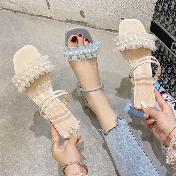 sandals fashion square crystal heels pearl women 2021 lace ruffles string bead high open toe fairy style female slippers, Black
sandals fashion square crystal heels pearl women 2021 lace ruffles string bead high open toe fairy style female slippers, Black