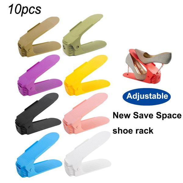 6/2 pcs double shoe rack adjustable slipper organizer rangement holder storage stand cabinet plastic sandal shelf box clothing & wardrobe
6/2 pcs double shoe rack adjustable slipper organizer rangement holder storage stand cabinet plastic sandal shelf box clothing & wardrobe