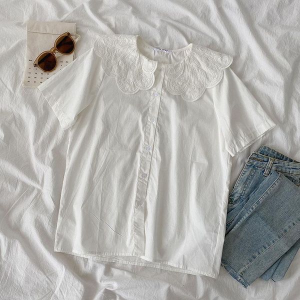 women's blouses & shirts design of shirtsleeves: a small crowd korean doll collar casual white short sleeve in summer 2021
women's blouses & shirts design of shirtsleeves: a small crowd korean doll collar casual white short sleeve in summer 2021