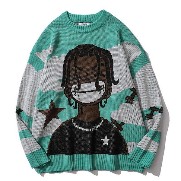 men's sweaters hip hop knitted sweater men cartoon anime character jacquard pullover japanese harajuku loose cotton o-neck unisex, White;black
men's sweaters hip hop knitted sweater men cartoon anime character jacquard pullover japanese harajuku loose cotton o-neck unisex, White;black